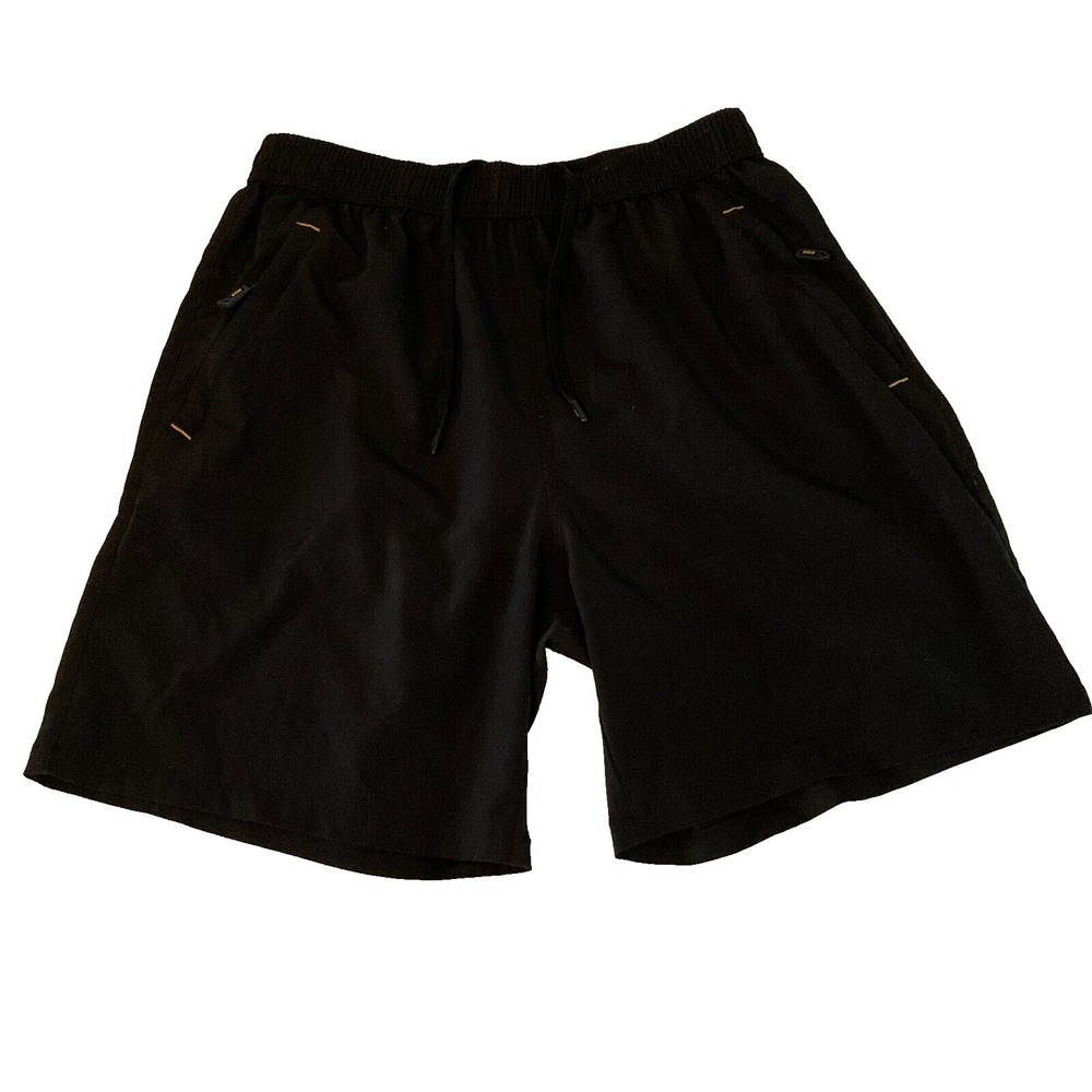 Mier Black Athletic Shorts, Zip Pockets, Quickdry, Lightweight, Mens Size M